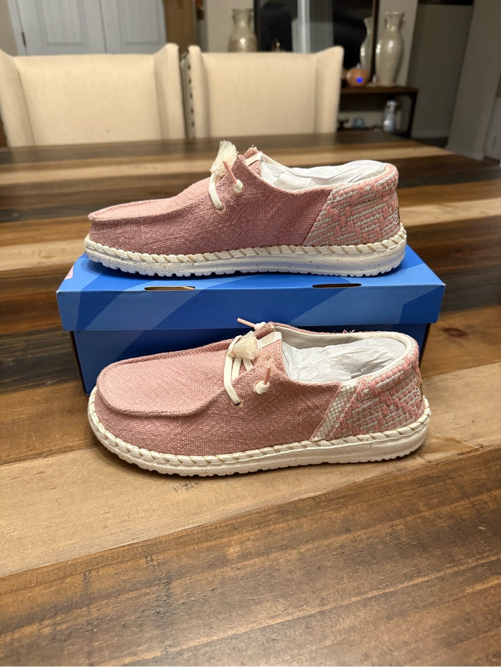 Hey Dude Women’s Wendy Funk Coastal Jute Casual Shoes in Rose Dust/Pink